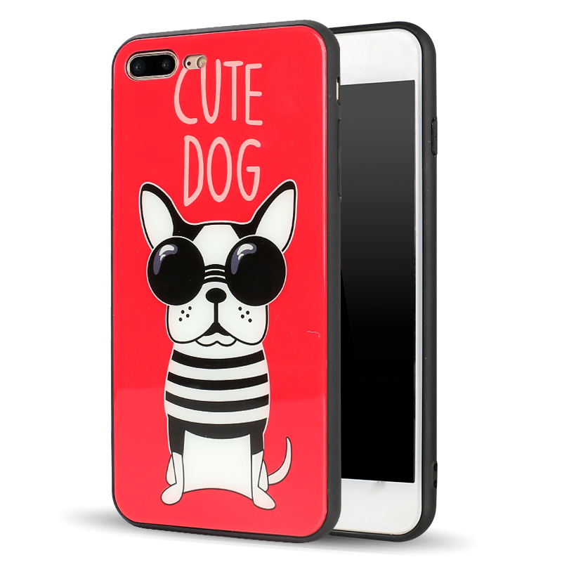 iPHONE 8 Plus / 7 Plus Design Tempered Glass Hybrid Case (Cute Dog)